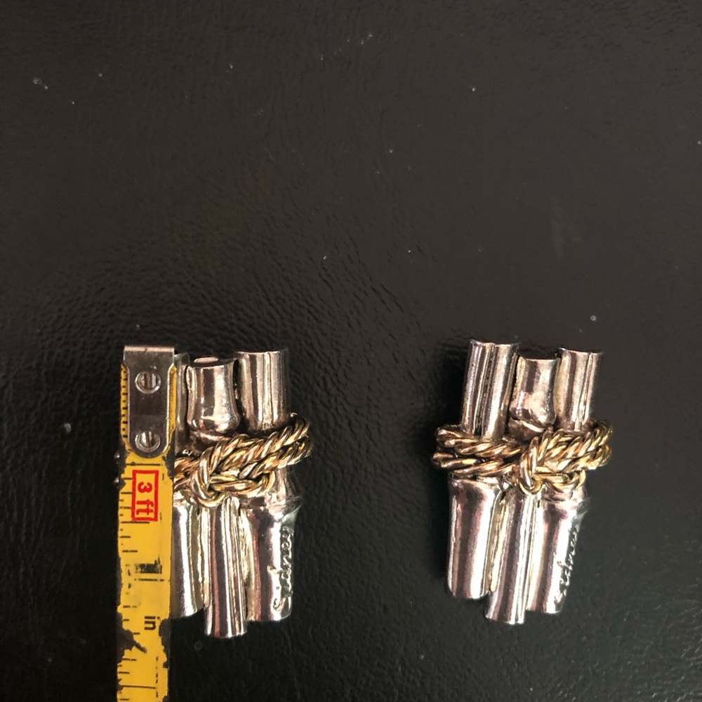 Boucles D'oreilles Clips Vintage Sidney Carron - Occasion - Couleur Argenté